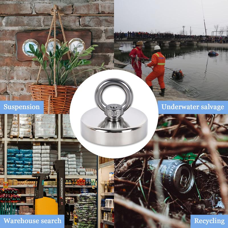 Product Introduction of Fishing Magnet, 240 LBS Pulling Force Heavy Duty  Rare Earth Magnet,  for Retrieving in River and Magnetic 15