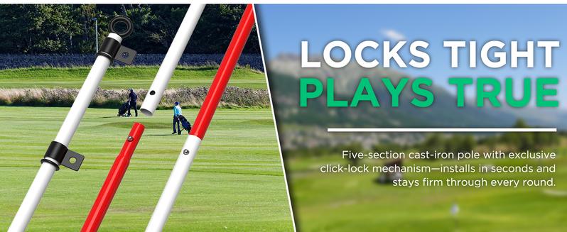 KINGTOP 6ft Golf Flagstick Pro, Portable Five-Section Design for Backyard Practice Putting Green, Driving Range, Golf Pin Flag Hole Cup Set, Gift Idea