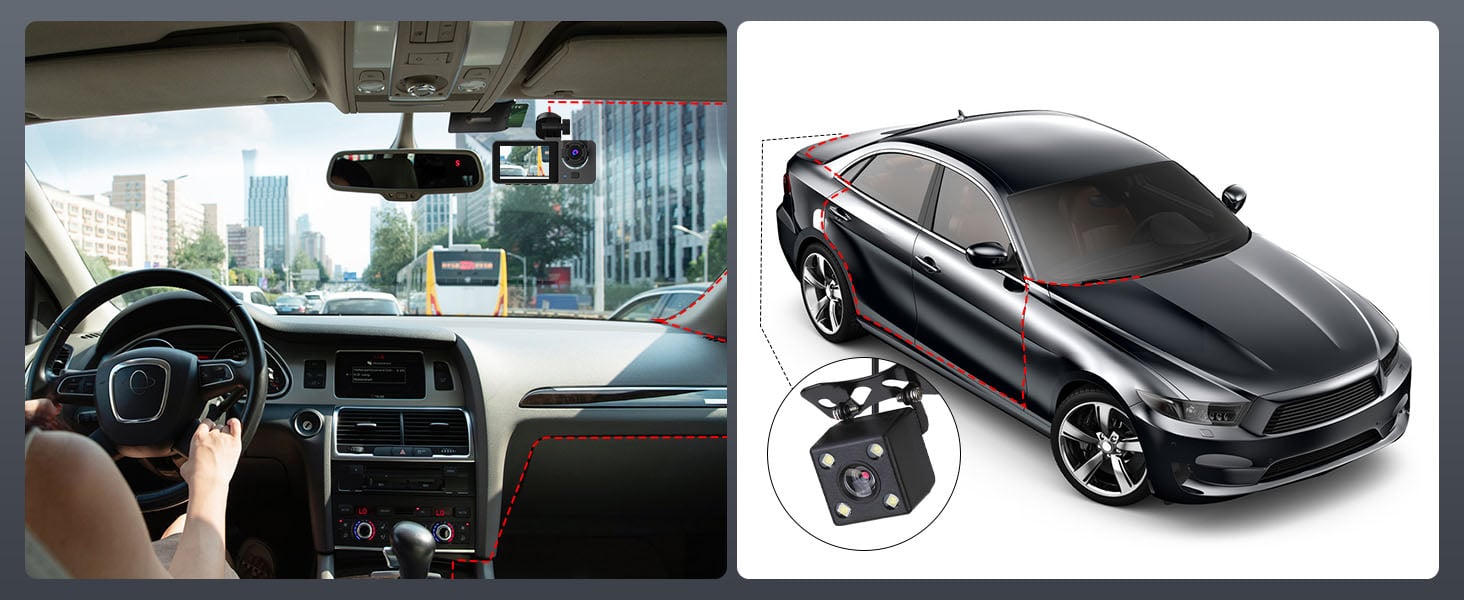 3 Channel Dash Cam Front and Rear