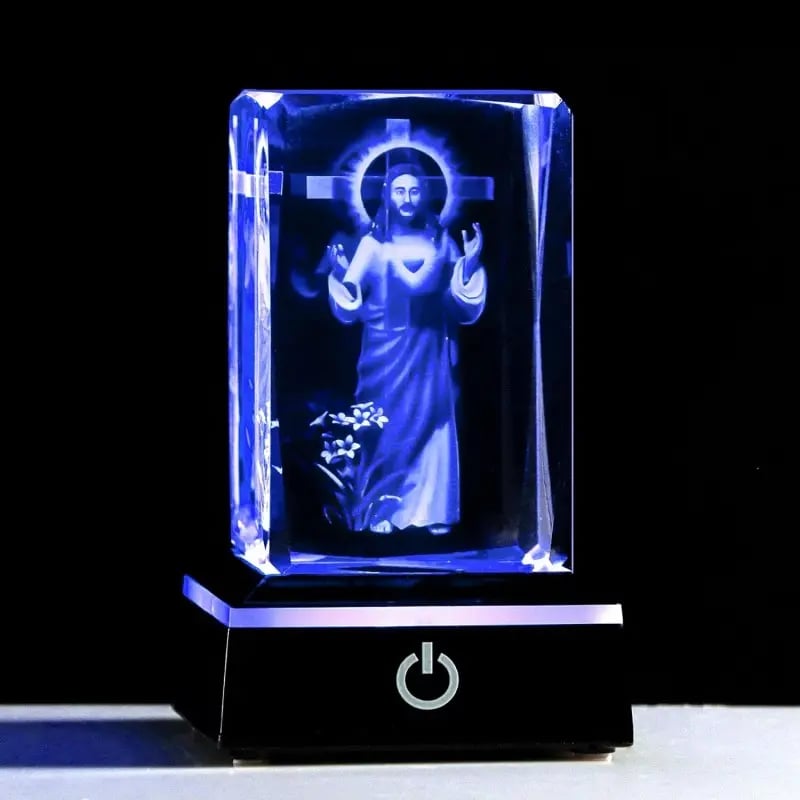 Jesus Cross Night Light Rectangular Glass with Multiple Adjustable Lighting Modes✝️