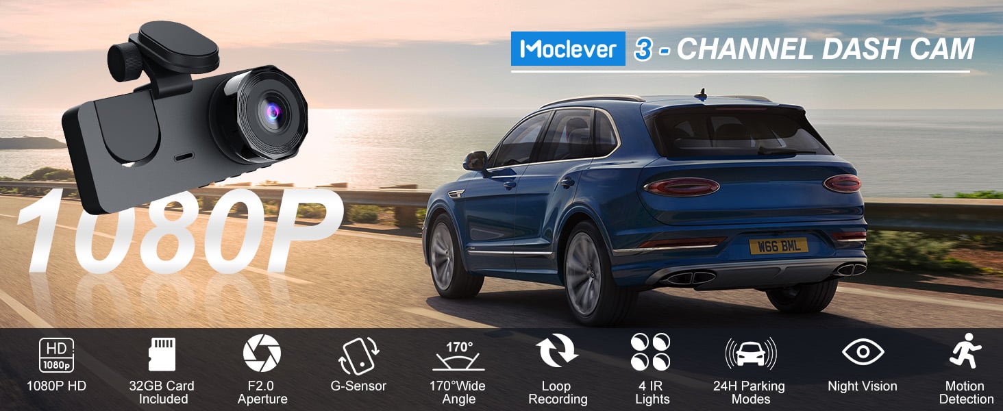 3 Channel Dash Cam Front and Rear