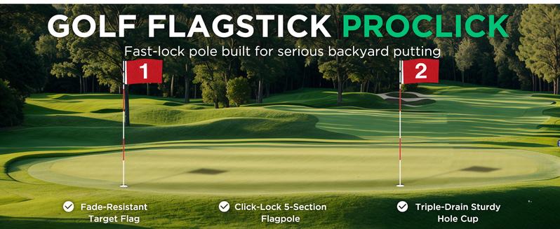 KINGTOP 6ft Golf Flagstick Pro, Portable Five-Section Design for Backyard Practice Putting Green, Driving Range, Golf Pin Flag Hole Cup Set, Gift Idea